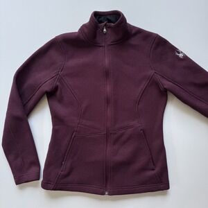 SPYDER Endure Full Zip Mid‎ Weight Fleece Jacket Womens Small Maroon Purple Knit